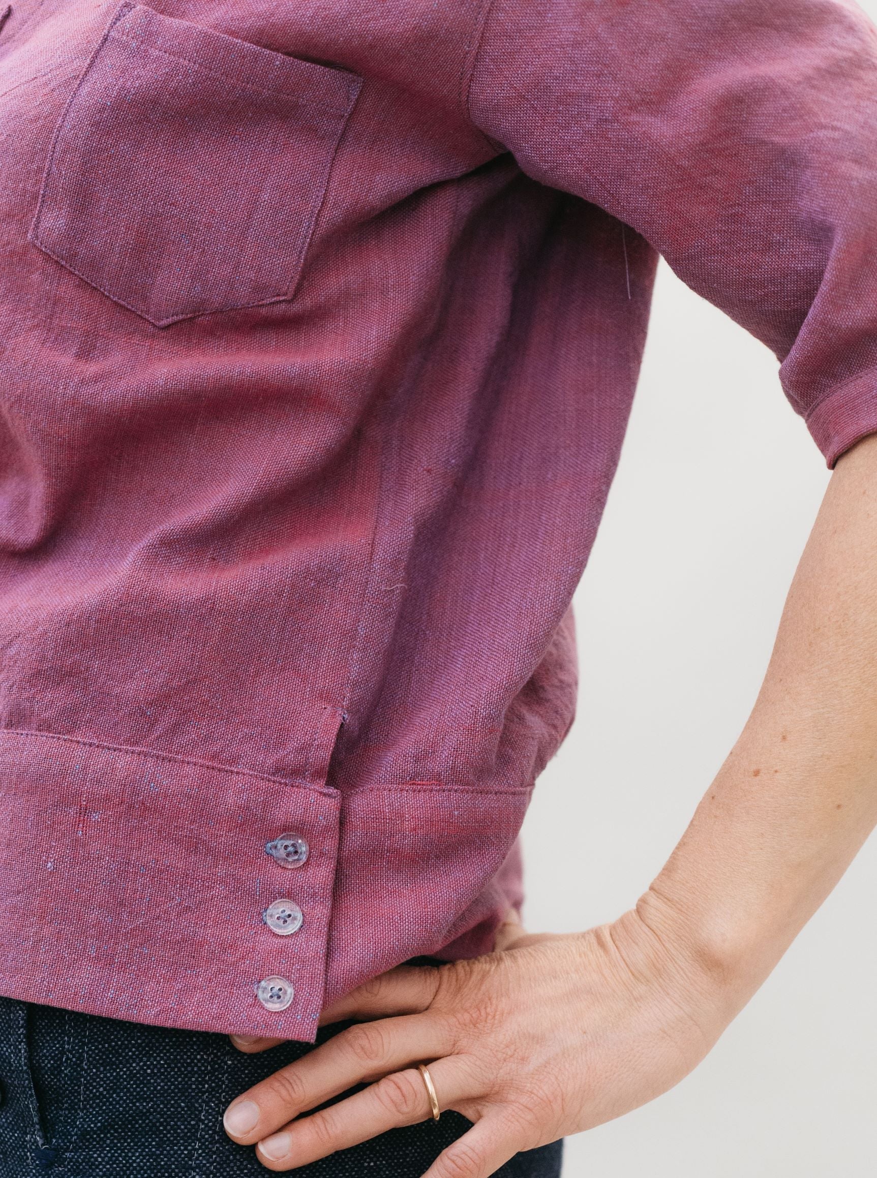 Close up of the 211 Two middies buttoned hip band