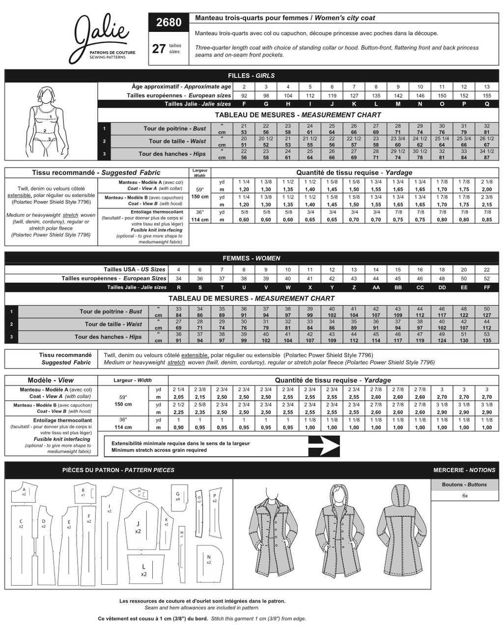 2680 // Stretch City Coat - Jalie