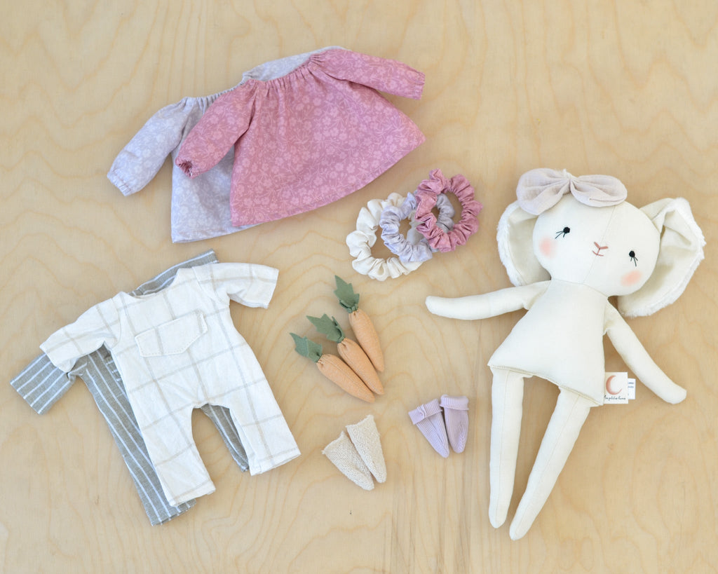 Stuffed Rabbit Dress Pattern Bunny Doll Stuffed Animal Sewing Pattern + 2 outfits – THE PATTERN PRESS
