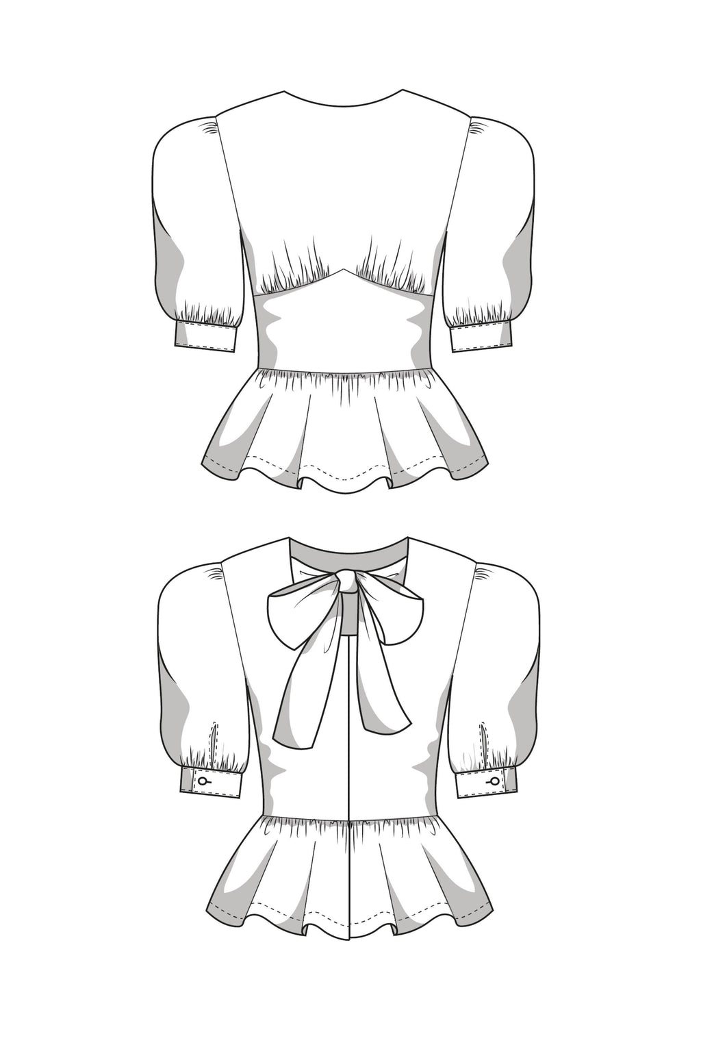 Bluse mit Schößchen Schnittmuster BELLA