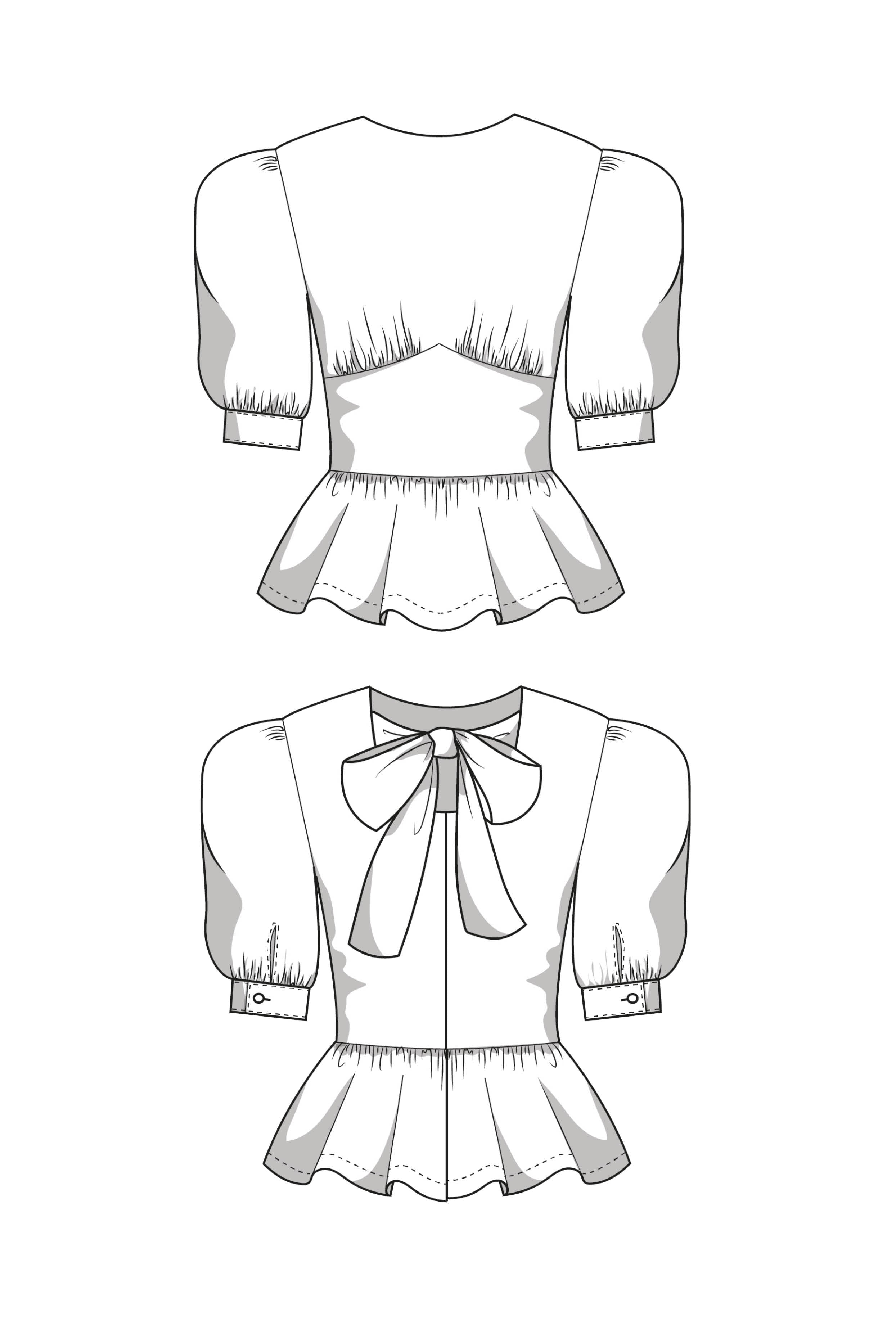 Bluse mit Schößchen Schnittmuster BELLA