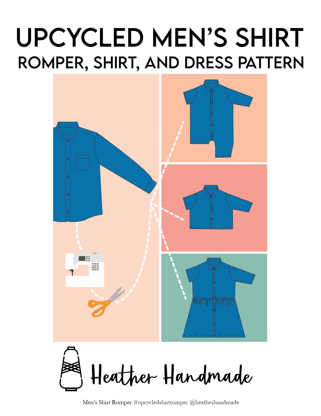 Upcycled Men's Shirt Romper, Dress, and Shirt Sewing Pattern